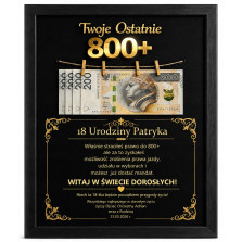 Ramka na 18 Urodziny Twoje Ostatnie 800+Personalizowany Prezent z Imieniem