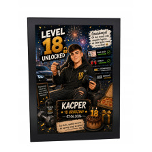 Ramka A4 z Karykaturą na 18 Urodziny | Personalizowany Prezent ze Zdjęcia