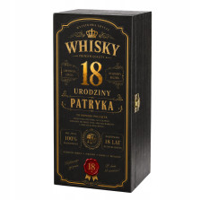 Skrzynka na whisky 18 Urodziny Drewniana skrzynka na prezent