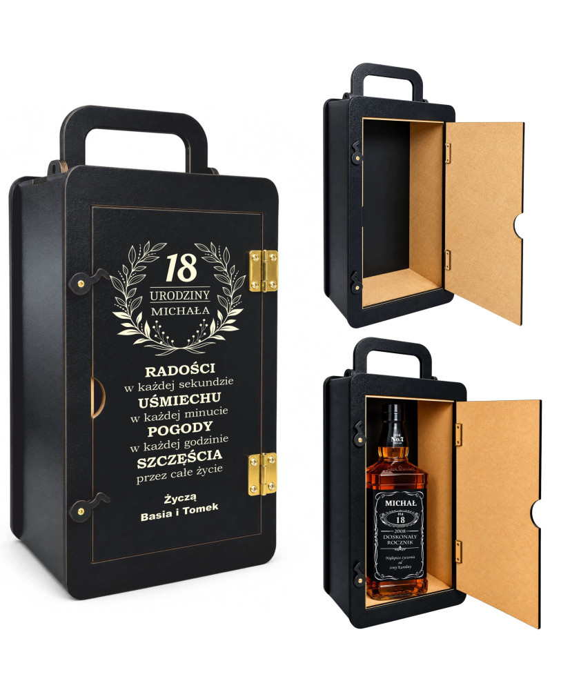 Skrzynka na Whisky Prezent na 18 30 40 50 60 Urodziny, Emeryta, Kawalerskie
