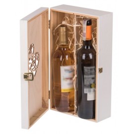 Biała zamykana skrzynka na dwa wina z ażurem - Grawerowane prezenty i dodatki ślubne